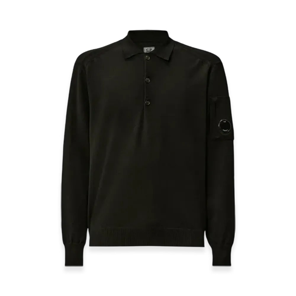 C.P. Company Extrafine Merino Wool Polo Sweater "Black"