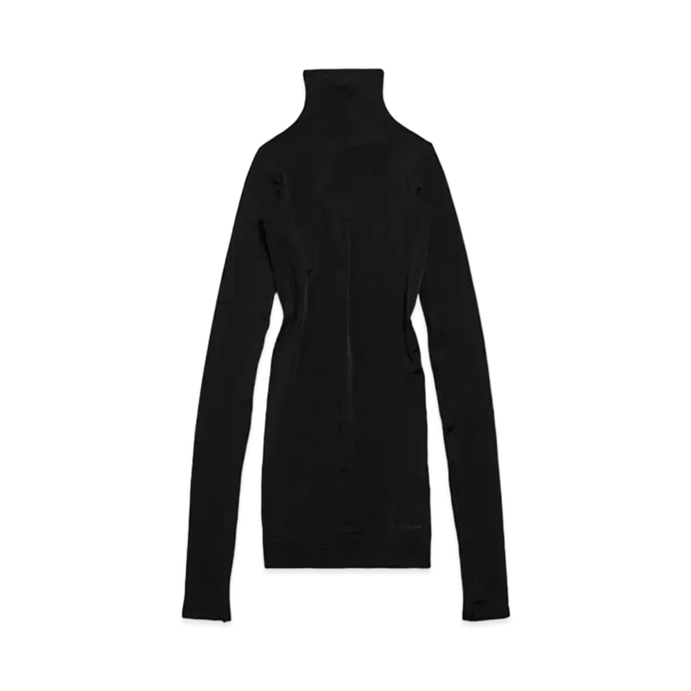 BALENCIAGA Women's Long Sleeve Mini Dress in Tubular Seamless Technical Fabric "Black"