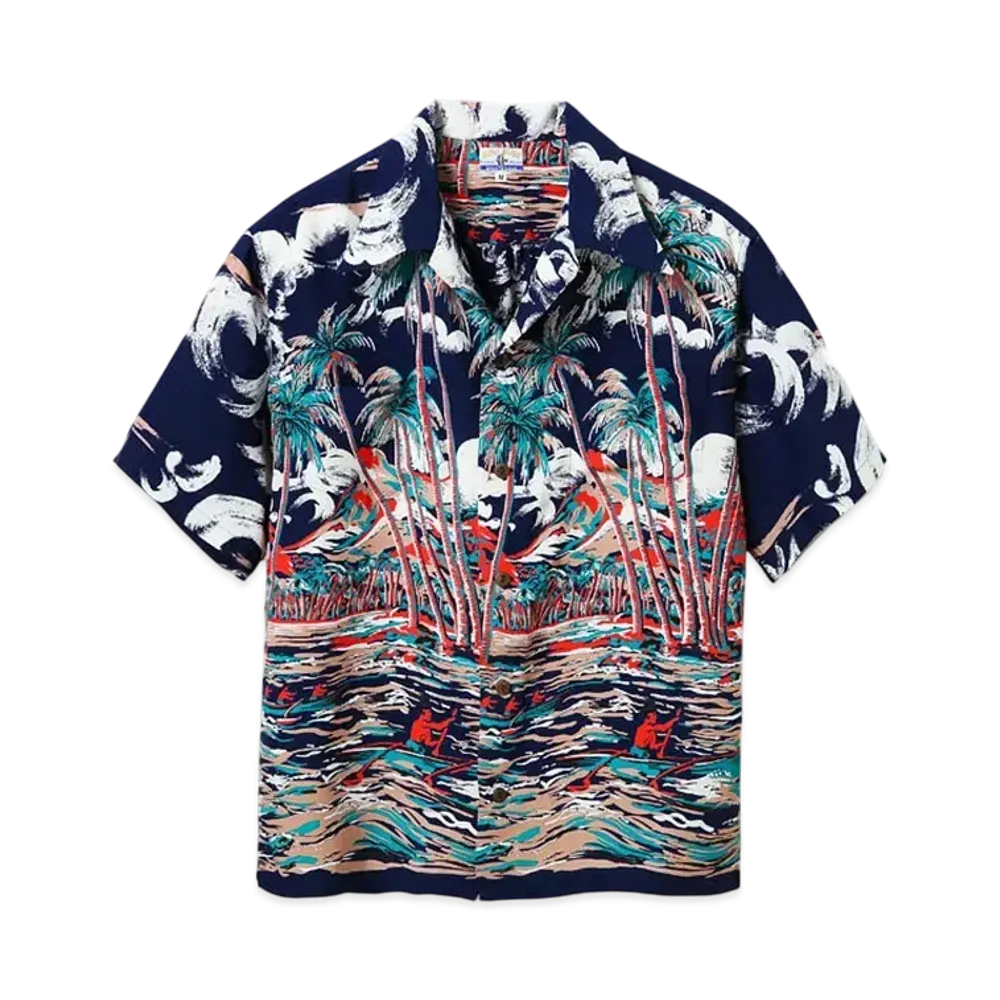 SUN SURF Aloha 2021 Aloha Shirt Canoe Race Kihi Kihi "Navy"