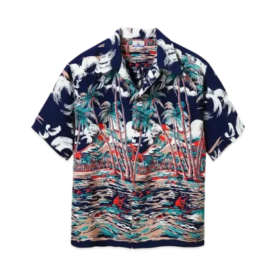 SUN SURF Aloha 2021 Aloha Shirt Canoe Race Kihi Kihi "Navy"