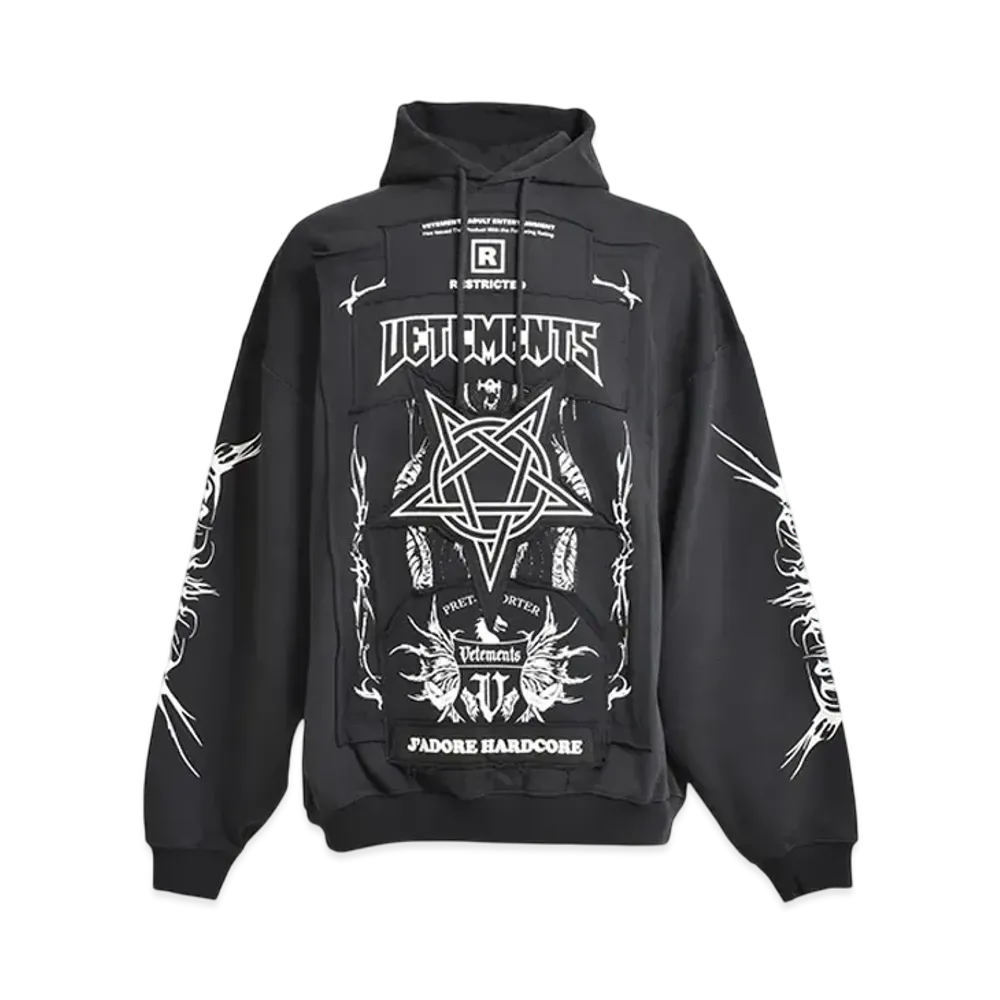 VETEMENTS Patched Logo Hoodie "Black" UA65HD620G