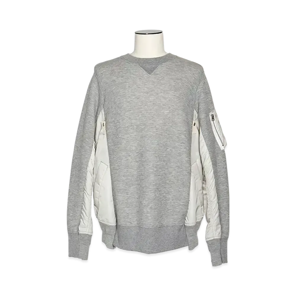 sacai Sponge Sweat x Nylon Twill Pullover "Light Grey/Light Grey"