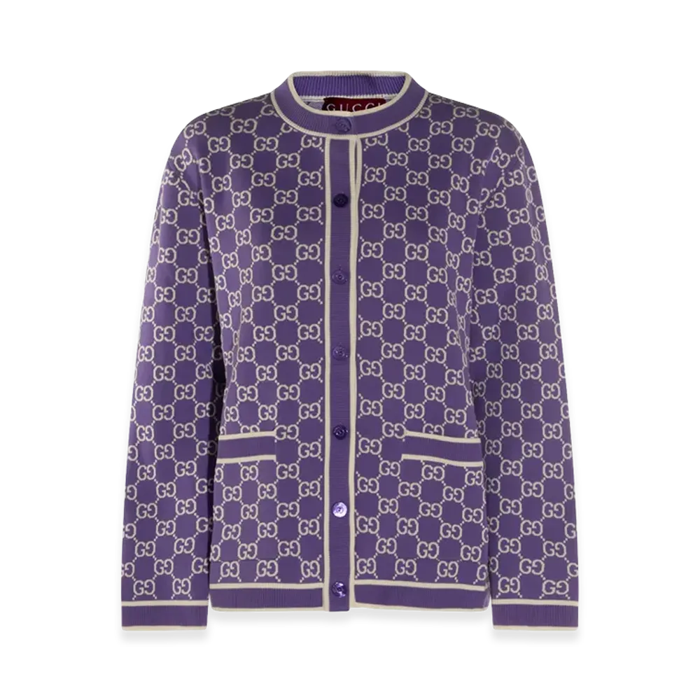 GUCCI Women's Embroidered Cotton Cardigan "Printed"
