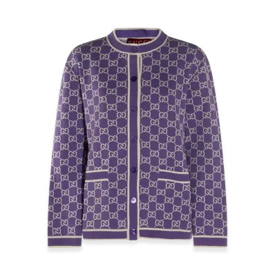 GUCCI Women's Embroidered Cotton Cardigan "Printed"
