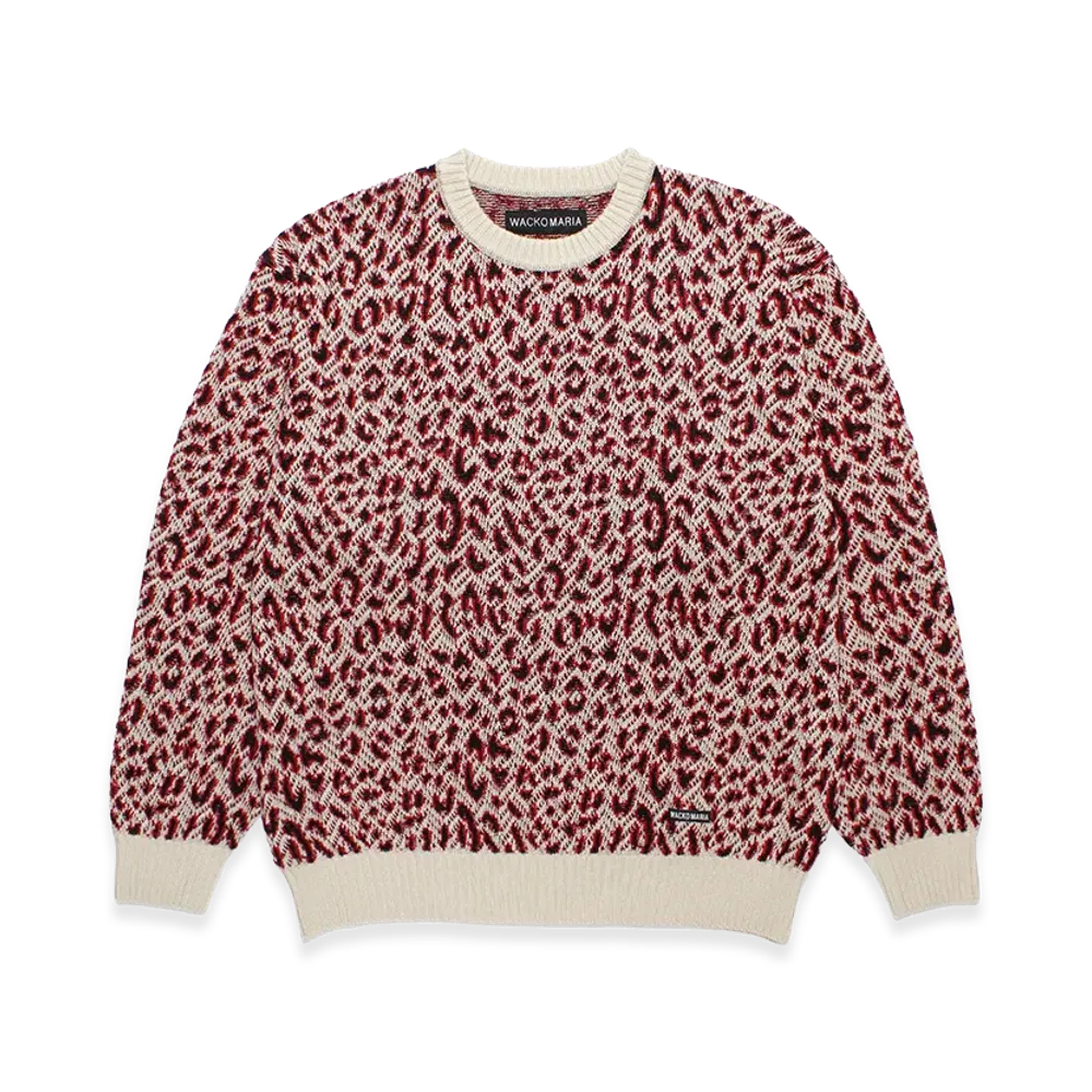 WACKO MARIA Leopard Jacquard Knit Sweater "White"