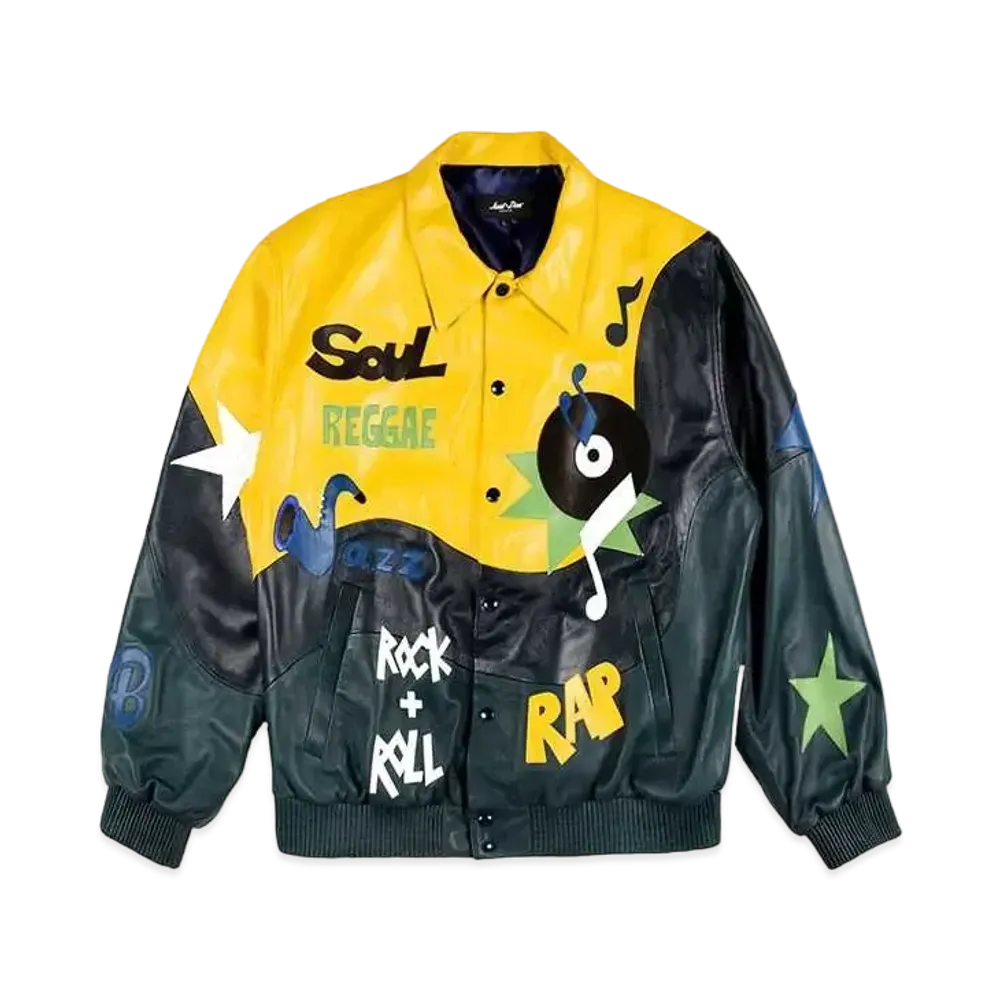 Just Don Sounds Leather Jacket "Black/Yellow"
