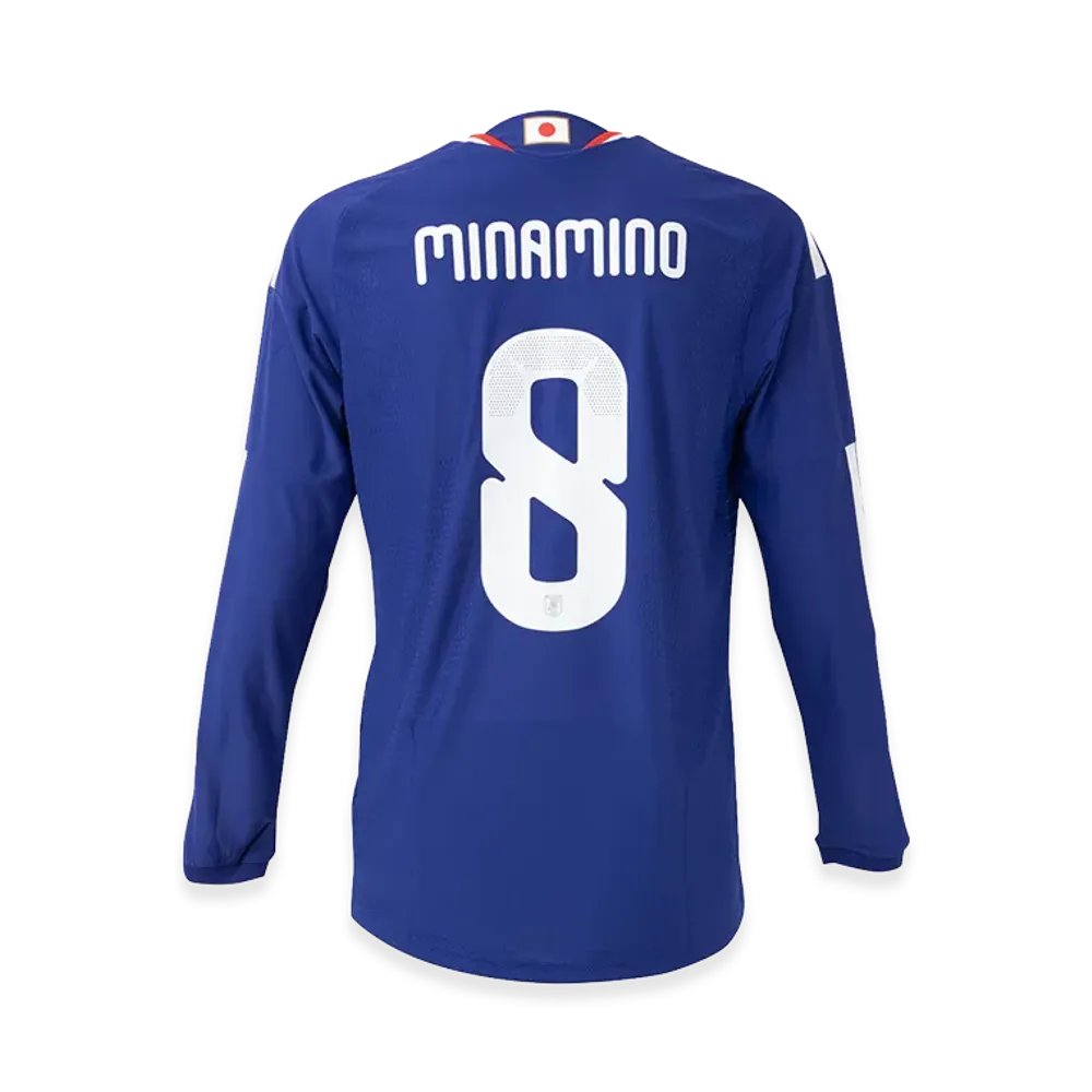 adidas Soccer Japan 2026 Home Authentic Long Sleeve Jersey #8 Takumi Minamino "Japan Blue/Ash Blue"