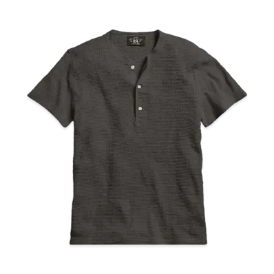 RRL Ralph Lauren Waffle Knit Cotton Henry #1 "Black"