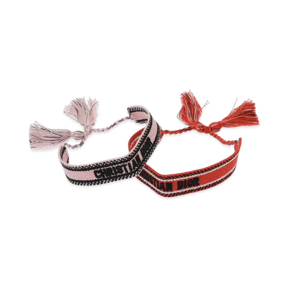 Dior Oblique Cotton J'ADIOR Bracelet Set "Red/Pink"