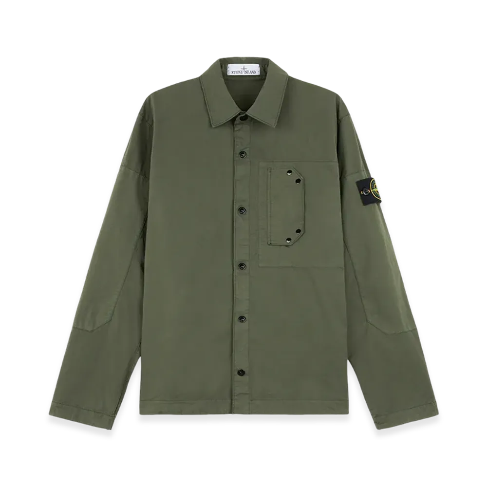 Stone Island 11910 Supima Cotton Twill Stretch TC Overshirt with Snap Fastening - 24FW "Musk Green"
