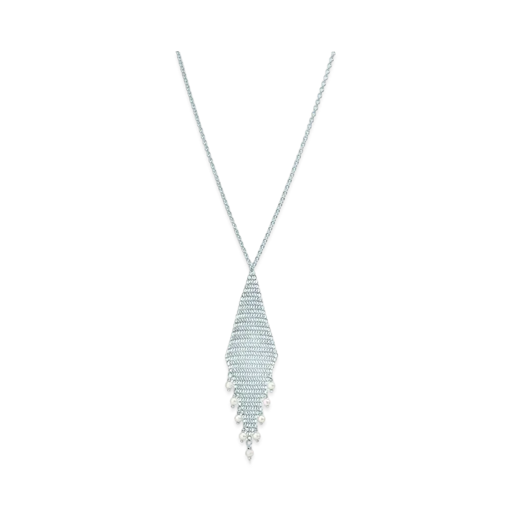 Tiffany & Co. Elsa Peretti Mesh Fringe Pendant Freshwater Pearl "Silver"
