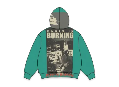 Supreme Paris is Burning Zip Up Hooded Sweatshirt "Teal"
