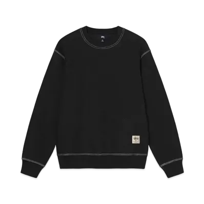 Stussy CONTRAST STITCH LABEL CREW "Black"
