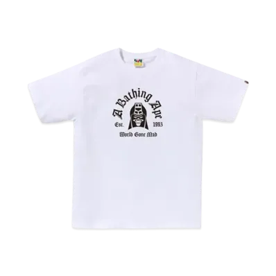 A BATHING APE Mad General College Tee "White"