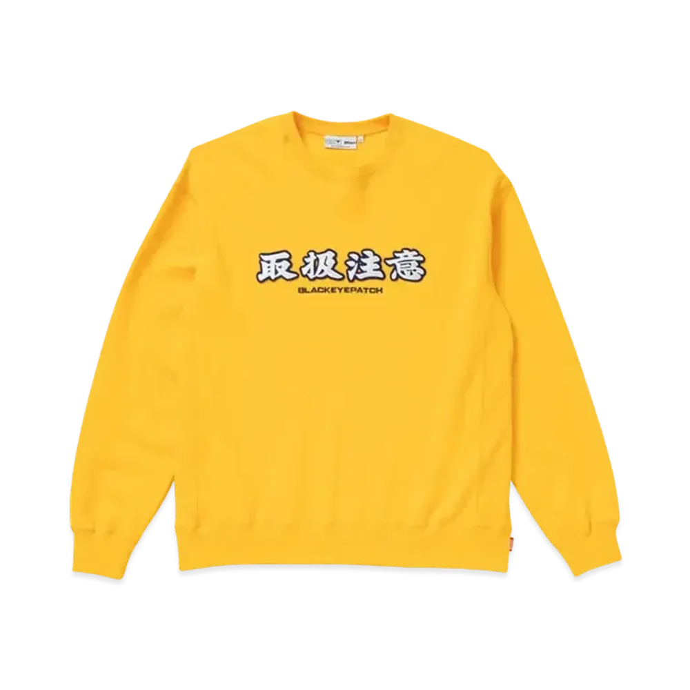 BlackEyePatch HANDLE WITH CARE CREW SWEAT "Yellow"