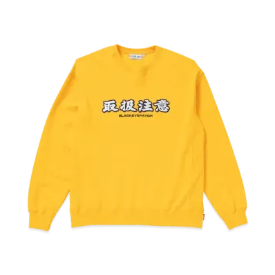 BlackEyePatch HANDLE WITH CARE CREW SWEAT "Yellow"