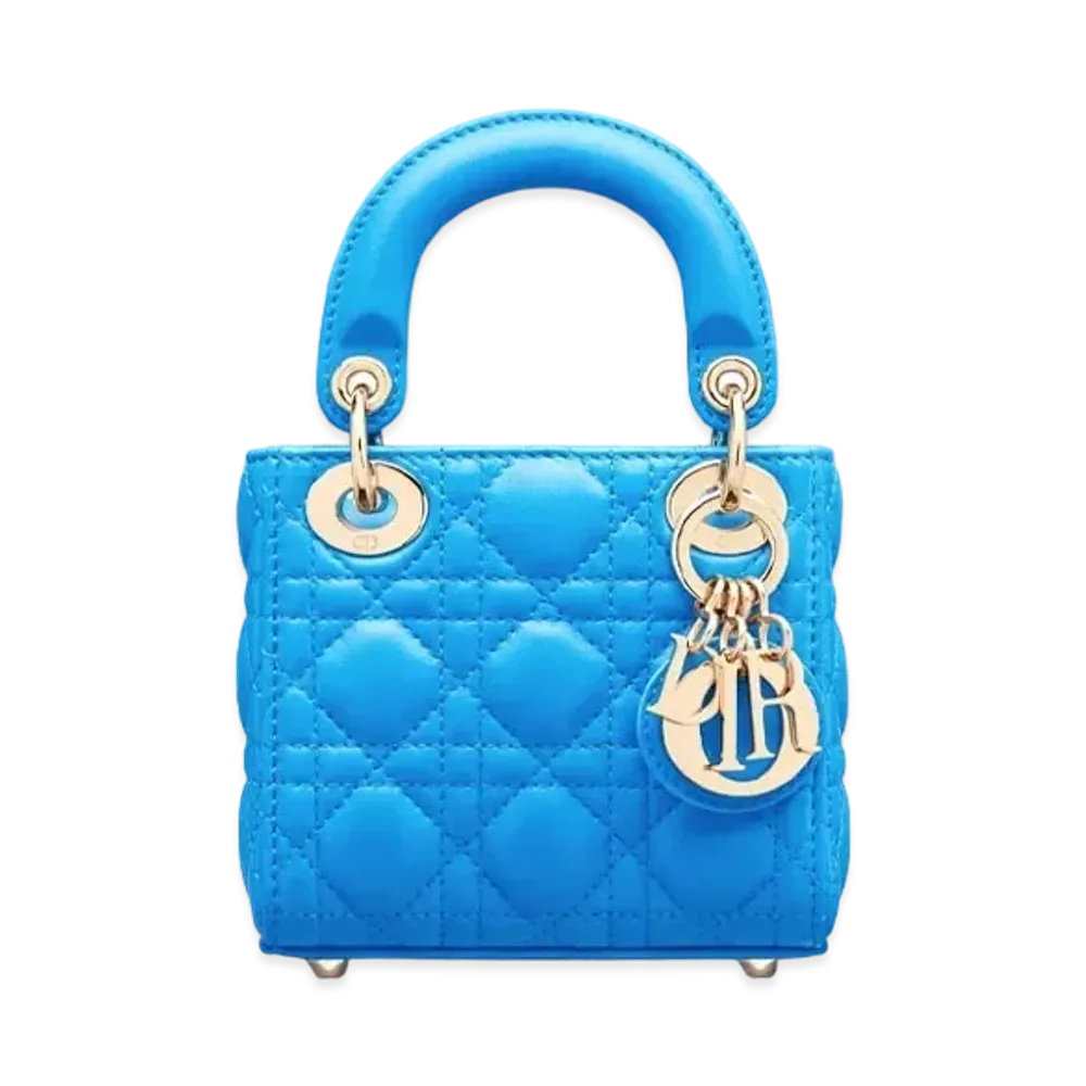 Dior Lady Dior Microbag Cannage Lamb Skin "Cloud Blue"