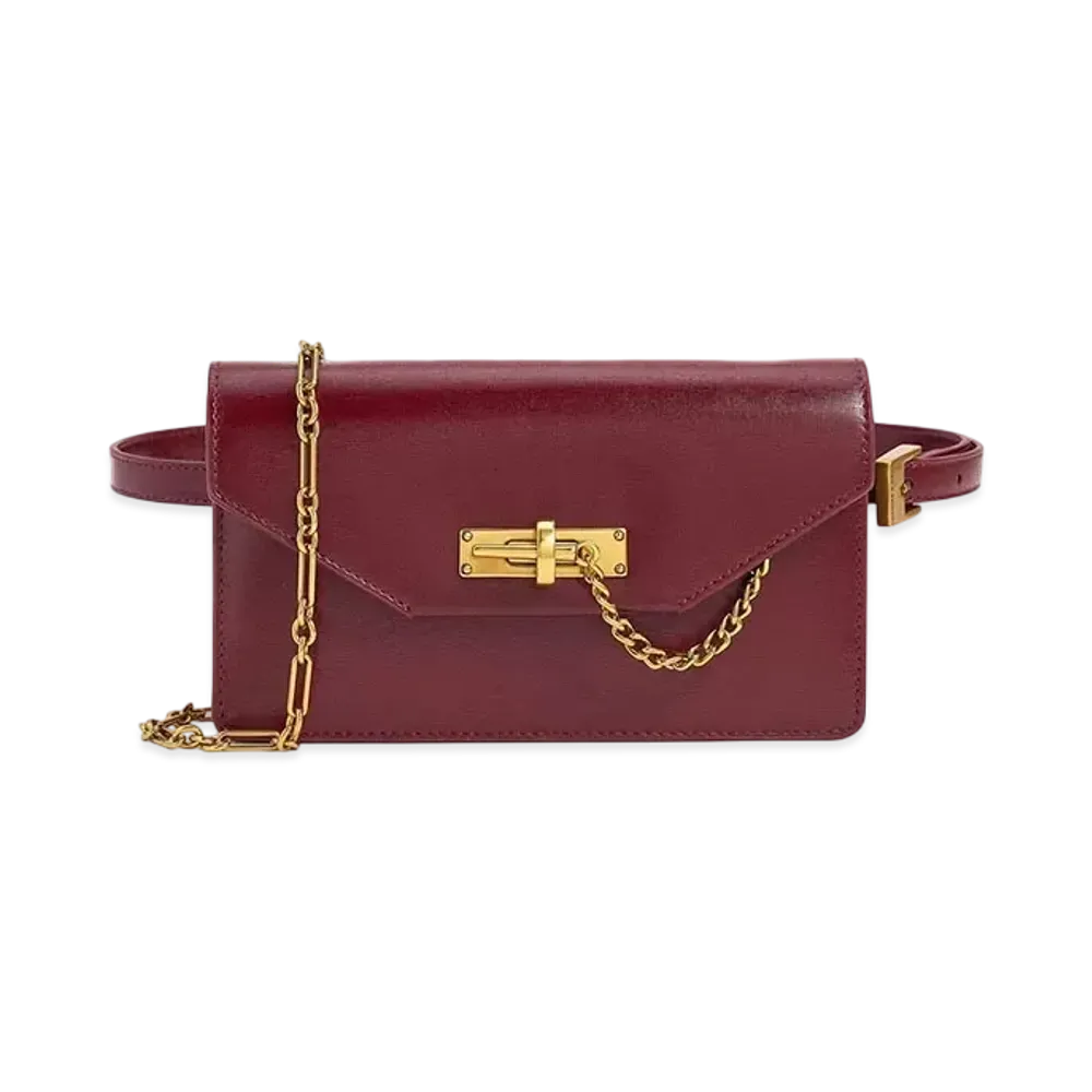 CHARLES & KEITH Samantha Envelope Chain Embellished Crossover Bag "Burgundy"