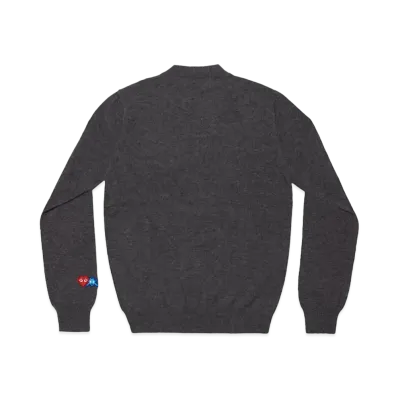 PLAY COMME des GARCONS Invader Men's Lambswool Cardigan "Medium Grey"