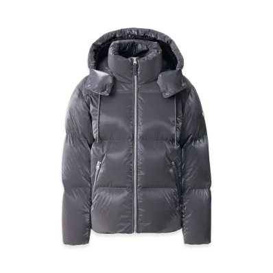 MACKAGE Kent-Glo High-Gloss Removable Hooded Down Jacket "Carbon"