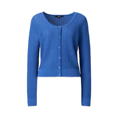 Uniqlo :C Lace Round Neck Short Cardigan (Long Sleeve) "Blue"