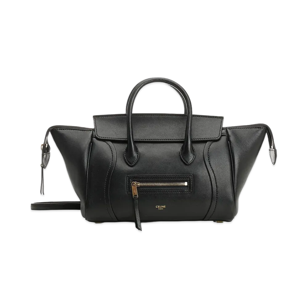 CELINE Women's Small Luggage Supple Shiny Lambskin "Black"