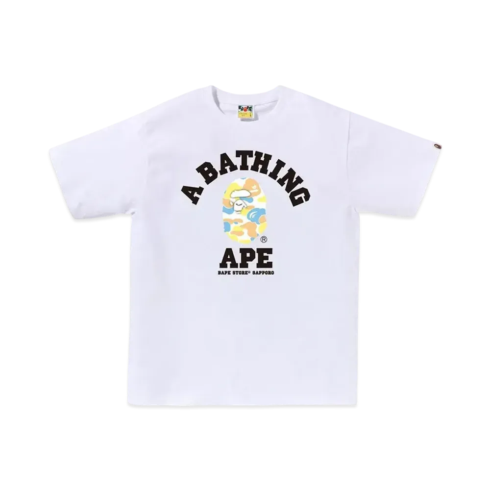 A BATHING APE Bape Store Sapporo Camo College Tee "White"