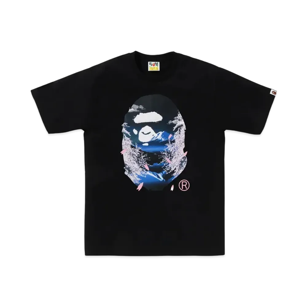 A BATHING APE Sakura Photo Ape Head Tee "Black"