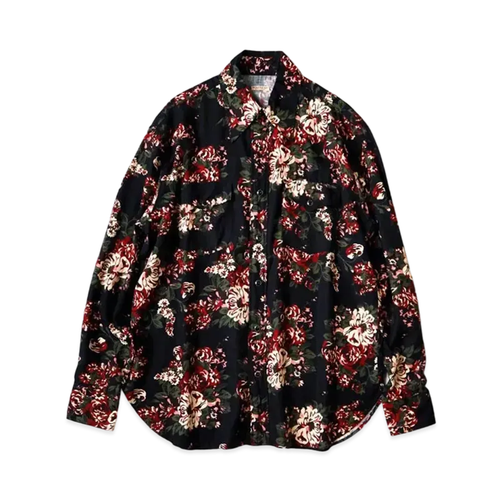 KAPITAL Rayon Twill Dianthus Champetre Pt Husky Western Shirt "Black"