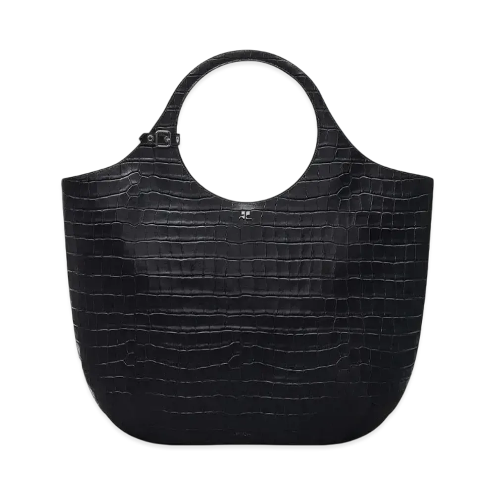 Courreges Large Holy Croco Stamped Bag "Black"