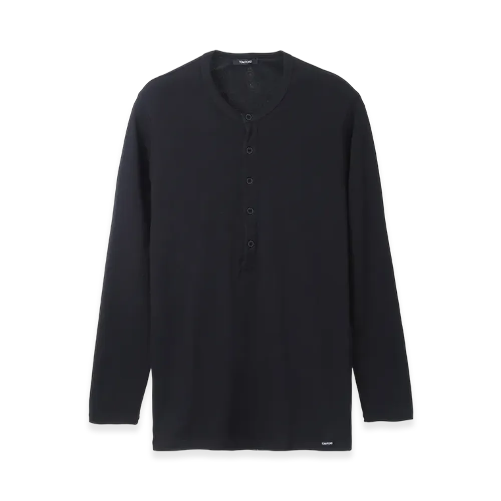 TOM FORD Henley Neck Tee "Black"