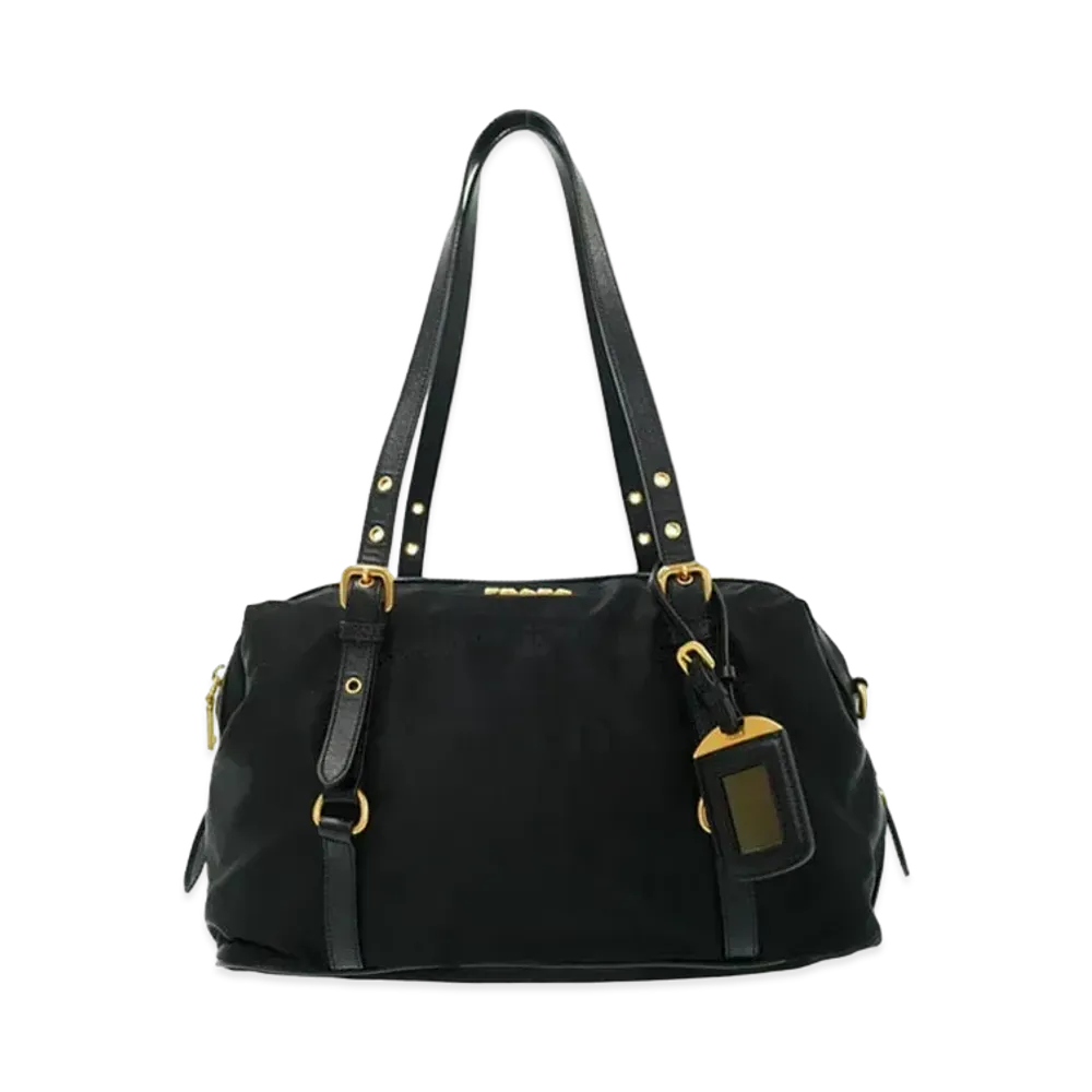 PRADA Logo Jacquard Bag "Black"