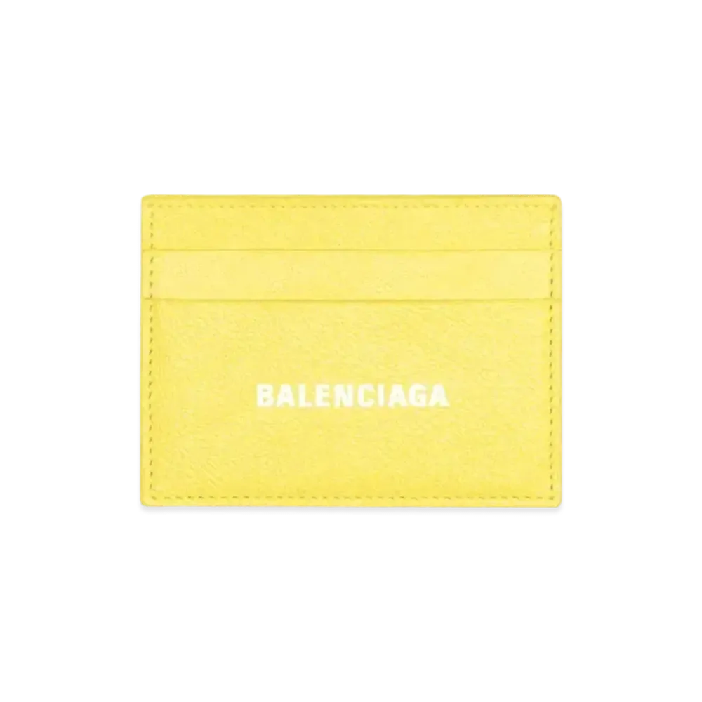 BALENCIAGA Cash Card Holder In Grained Calfskin "Yellow"