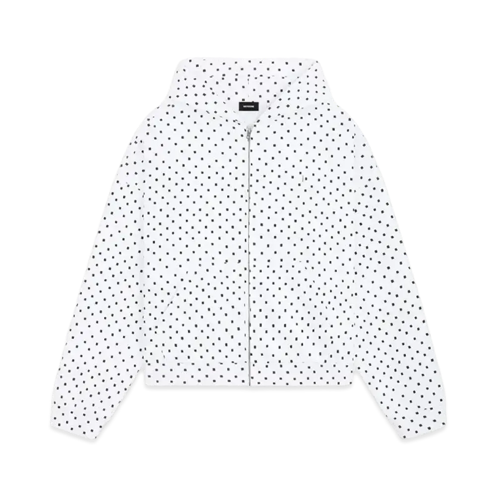 WE11DONE Square Dot Zip-up Hoodie "White"
