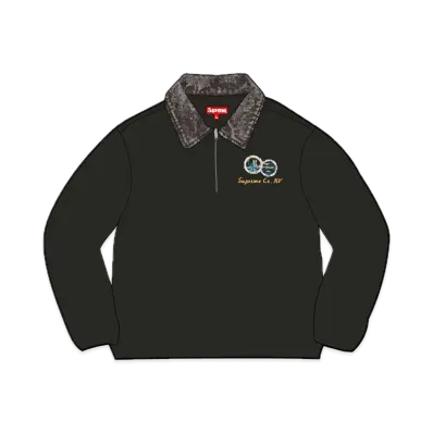 Supreme Denim Collar Half Zip Sweatshirt "Black"