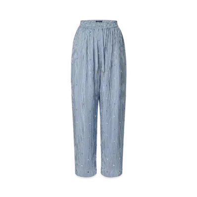 Louis Vuitton Bejeweled Pinstripe Baggy Pajama Pants "Bleu Pale"