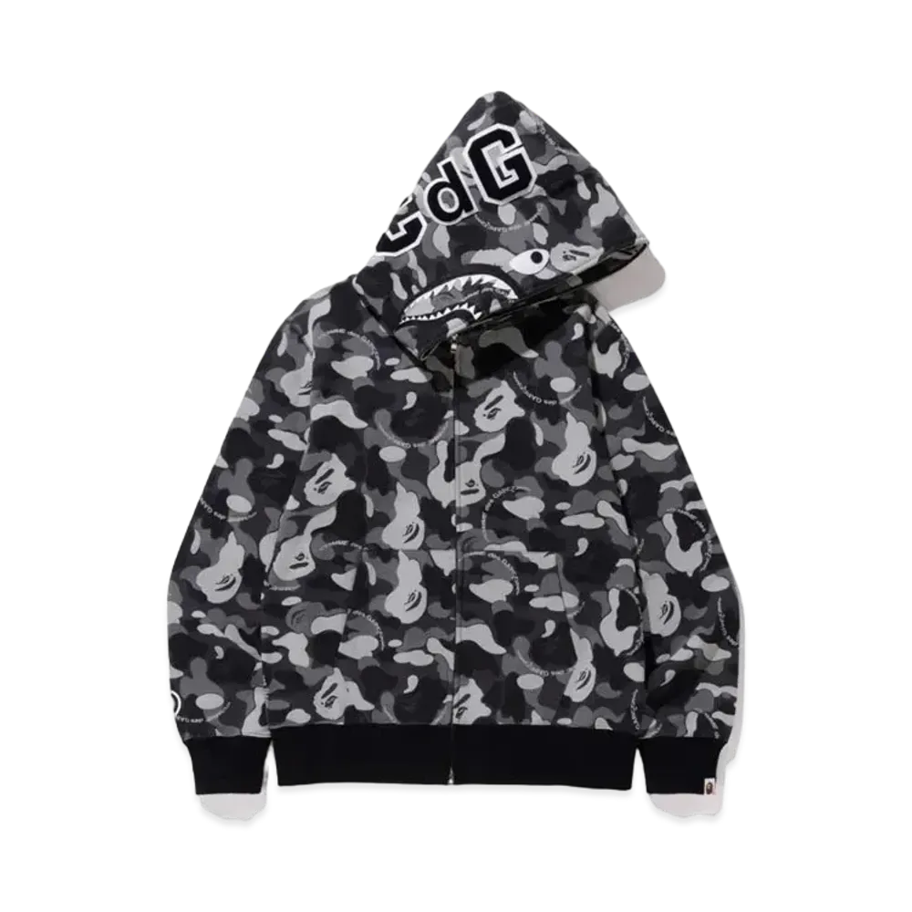A BATHING APE / Comme des Garcons OSAKA SHARK FULL ZIP HOODIE "Black"