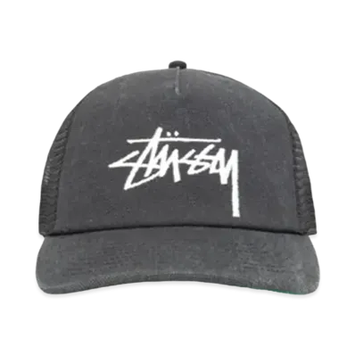 Stussy Mid Depth Big Stock Mesh Snapback "Black"