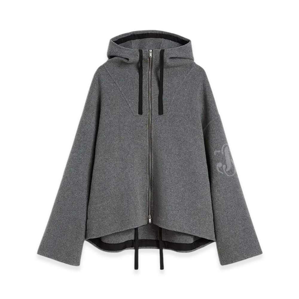 Jil Sander Felt Wool Hooded Blouson "Pebble"