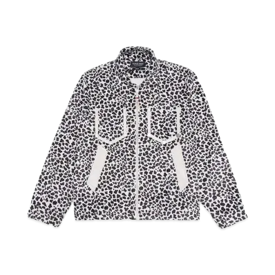 PLATEAU STUDIO leopard zip up jacket "WHITE / BLACK"