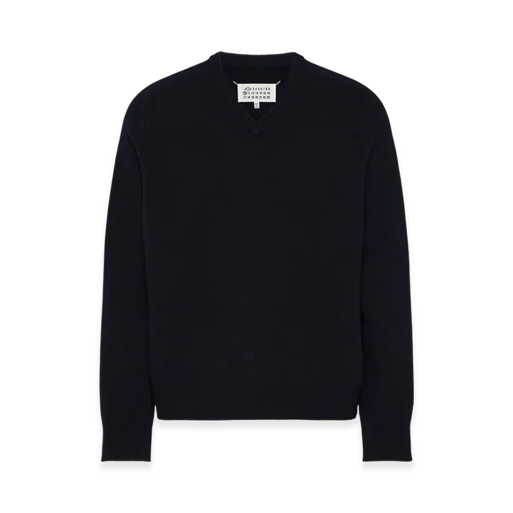 Maison Margiela Men's Washed Lambswool Roll Neck Sweater "Navy"