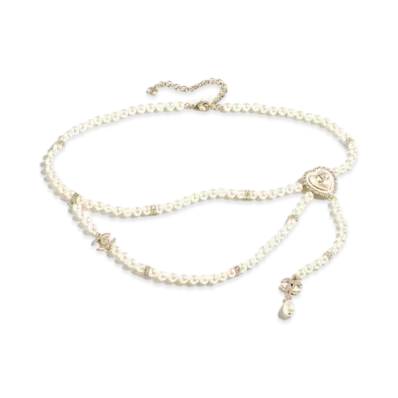 CHANEL Chain Belt Metal, Resin, Glass Pearls & Strass "Gold/Pearly White/Crystal"