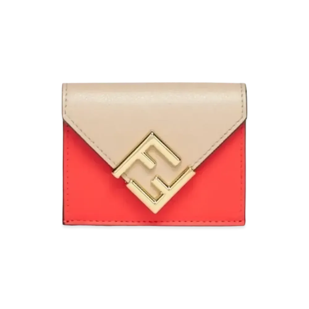 FENDI FF Diamonds Wallet Two-tone Leather "Orange/Beige"