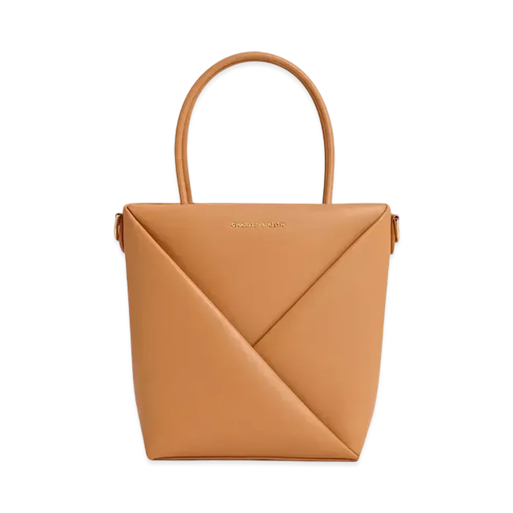 CHARLES & KEITH Midori Geometric Tote Bag "Toffee"