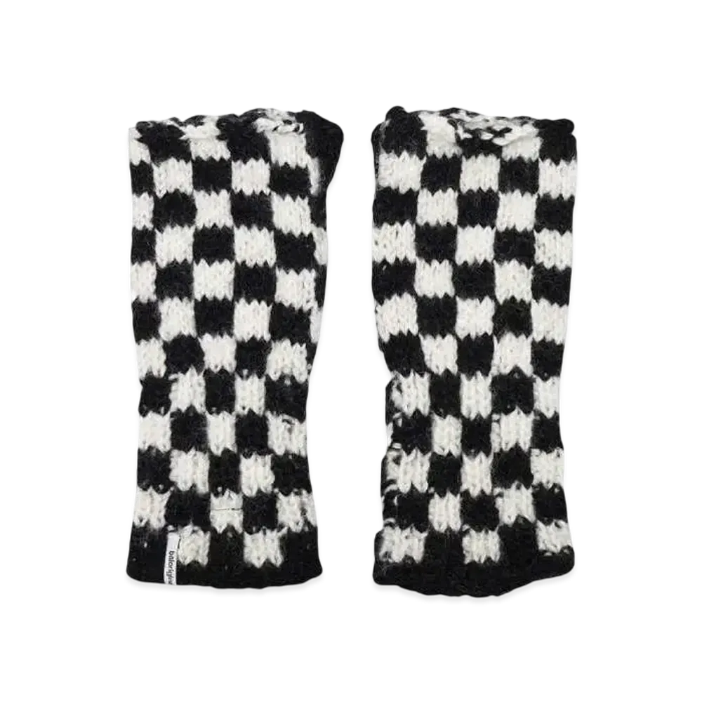 Bal CHECKERED HAND KNIT GLOVE "BLACK"