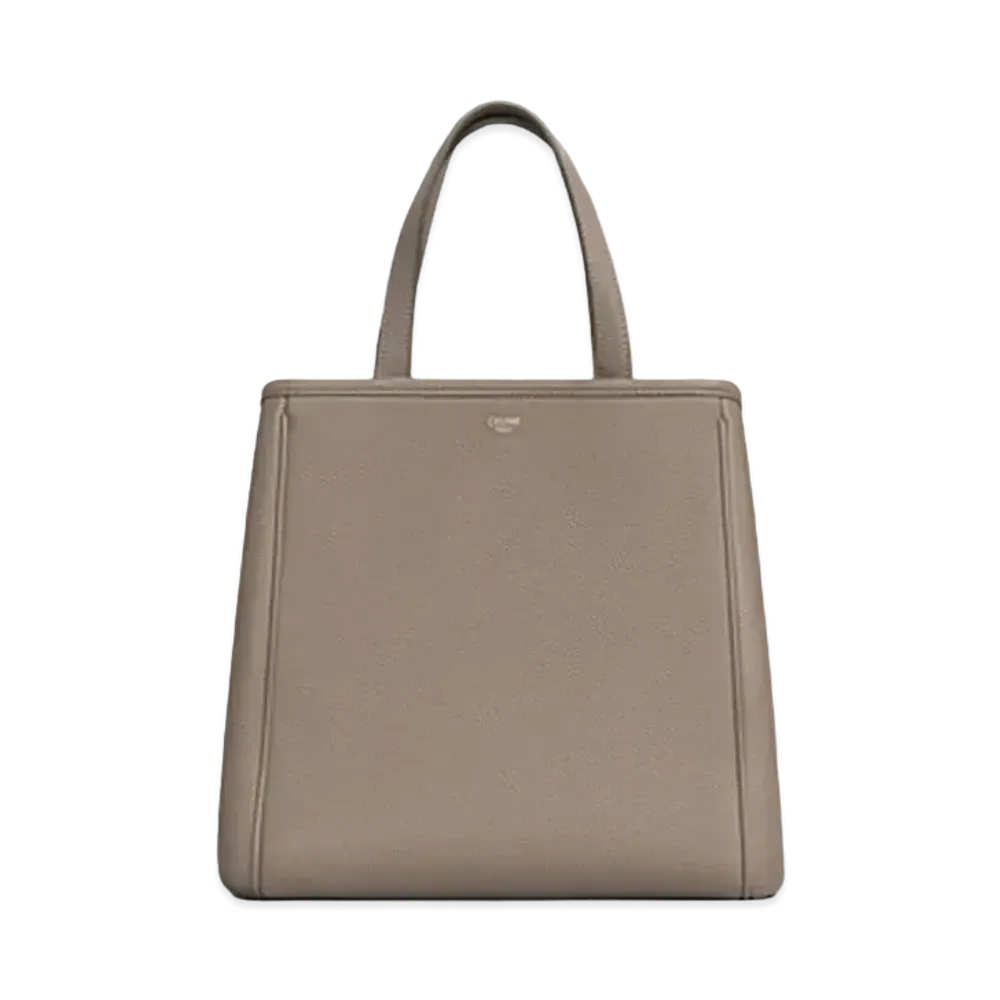 CELINE Small Folded Cabas in Grained Calfskin "Taupe"