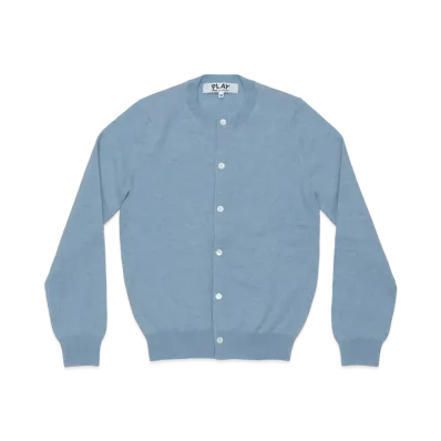 PLAY COMME des GARCONS Unisex Round Neck Cardigan With Small Emblem AX-N091-051 "Light Blue"