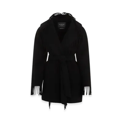 BALENCIAGA Women's Fringe Jacket "Black"