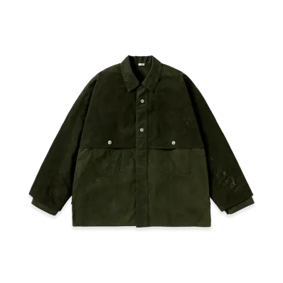 A.PRESSE Vintage Cotton Silk Oiled Tent Cloth Logger Jacket "Olive"
