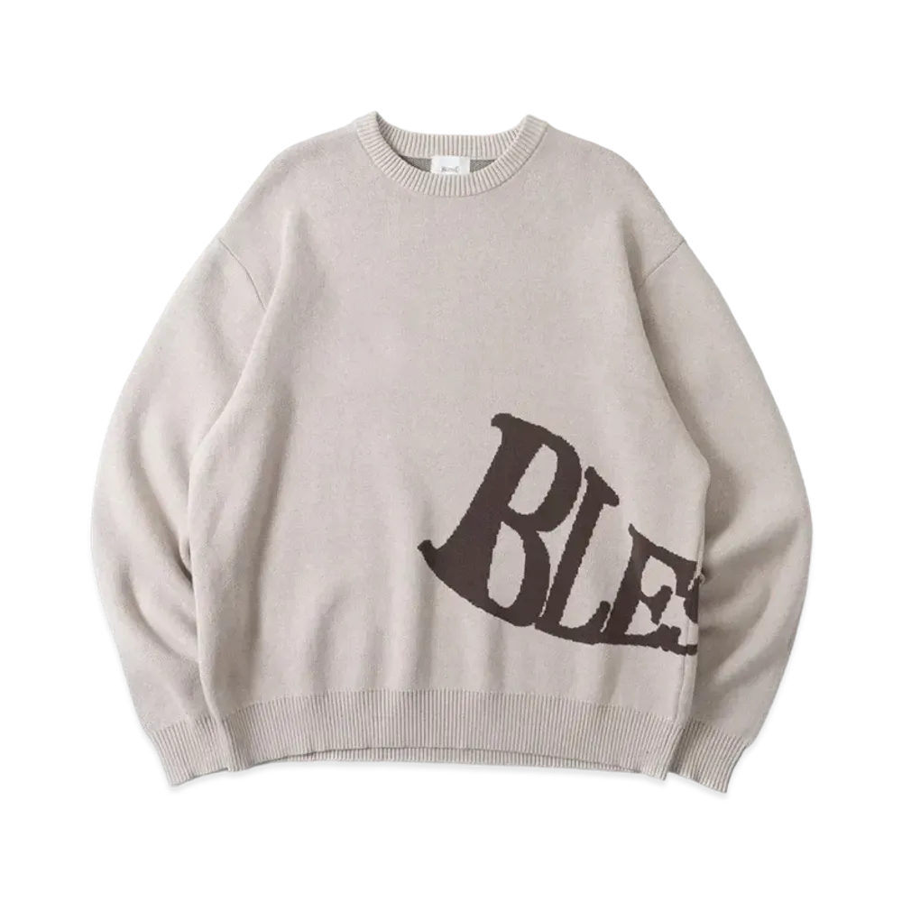 BLESS U Wave Logo Knit "Ivory"